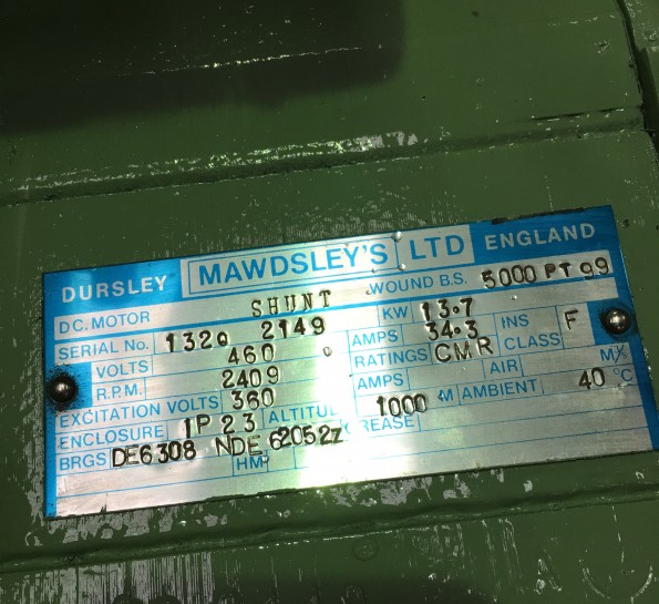 13.7 Kw Mawdsley's DC Motor, Frame: 132Q 2149