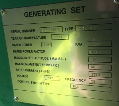 1675 Kva Cummins Diesel Generator KTA50-G8